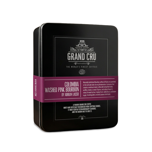 Grand Cru: Grand Cru: COLOMBIA WASHED PINK BOURBON BY ADRIAN LASSO