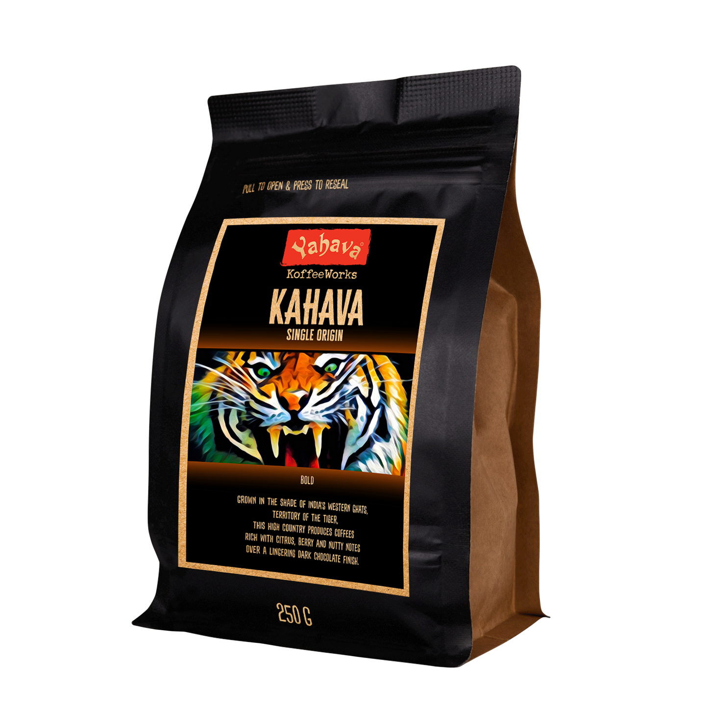 Single Origin India Coffee in black Yahava coffee bag