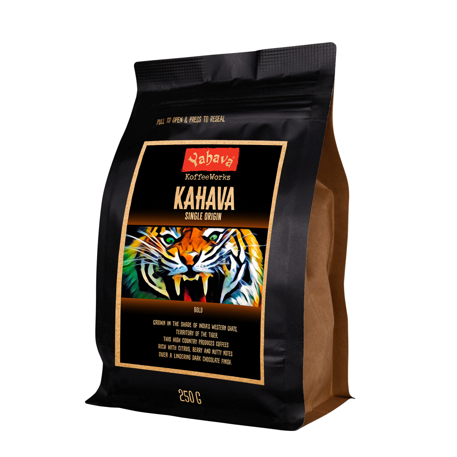 Single Origin India Coffee in black Yahava coffee bag